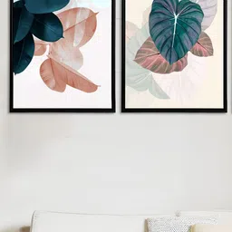 Myntra Elegant Homes Peach & Blue 2 Pieces Floral And Botanical Canvas Wall Art-image-50