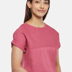 AKKRITI BY PANTALOONS Women Pink Extended Sleeves Pin Tucks Top image 3
