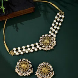 ATIBELLE Gold-Plated Kundan-Studded & Beaded Jewellery Set-image-58