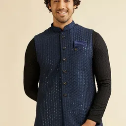 Manyavar Men Embroidered Woven Nehru Jacket image 4