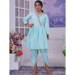 7Tiara Girls Angrakha Thread Work Kurta with Dhoti Pants-picture-26