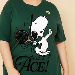 max Women Green Printed Round Neck Short Sleeves T-shirt image 4