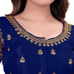 HERE&NOW Embroidered Round Neck Saree Blouse image 3