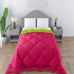 CHICERY Pink & Green Geometric Heavy Winter Single Bed Comforter image 1