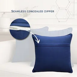 Attica Tracery Blue 2 Pieces Self Design Duck Cotton Square Cushion Covers image 5