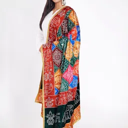 Rani Saahiba Bandhani Printed Mirror Work Taping Border Dupatta image 5