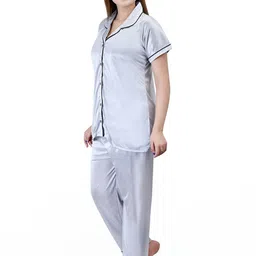 Clothus Women Grey Satin Printed Night suits-picture-19