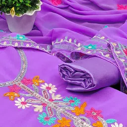 Peachmode Embroidered Unstitched Dress Material image 4