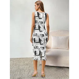 BAESD Women Typography Printed Bodycon Midi Dress image 5