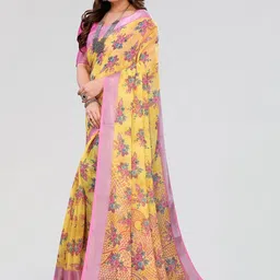 Moda Rapido Floral Printed Cotton Blend Designer Saree image 2