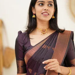 Areca Designer Floral Pure Silk Designer Banarasi Saree image 1