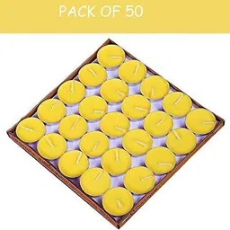 the vanira nest Unscented Tea light candles (Yellow, Pack of 50) Candle image 2