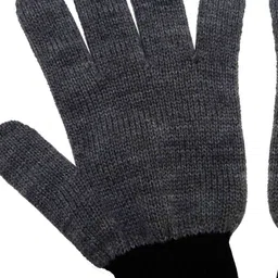 Gajraj Men Black & Charcoal Grey Stylish Winter Woolen Gloves image 2