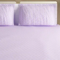 SWAYAM Purple & Grey Geometric 144 TC Cotton King Bedsheet with 2 Pillow Covers image 4