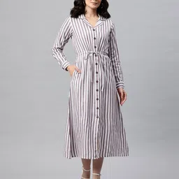 cottinfab Women Striped Shirt Dress image 3