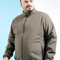 hardsoda by the indian garage co HARDSODA Plus Size Mock Collar Lightweight Bomber Jacket image 2