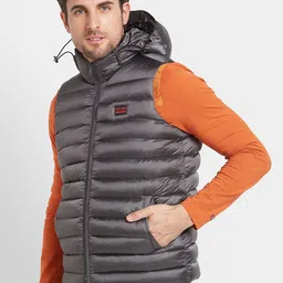 Being Human Sleeveless Hooded Puffer Jacket image 3
