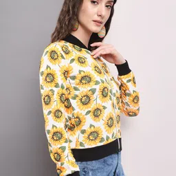 TANDUL Floral Printed Stand Collar Lightweight Bomber Jacket image 4