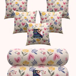 villagers Microfibre Bolster Pack of 7 Floral 5 Cushion and 2 Bolster-picture-30