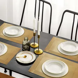 TANLOOMS Camel Brown 6-Pcs Textured Table Placemats image 4