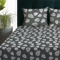 Story@home Arena Grey & White Floral Printed 180 TC Queen Bedsheet & 2 Pillow Covers image 5