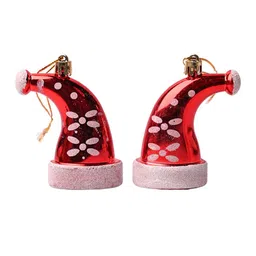 MARKET99 Red & White 4 Pieces Xmas Hat Hanging Tree Ornaments Christmas Decor image 4