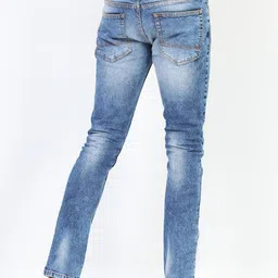 HIGHLANDER Men Blue Slim Fit Clean Look Heavy Fade Stretchable Jeans image 4