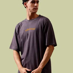 Mad Over Print Round Neck Applique Cotton Oversized Tshirt image 2