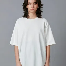 Imsa Moda Ethnic Motifs Printed Drop-Shoulder Sleeves Oversized Cotton T-shirt image 5