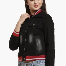 Campus Sutra Stand Collar Windcheater Cotton Denim Jacket image 3