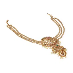 Saraf RS Jewellery Gold Plated American Diamond Studded Bun Pin Head Jewellery image 4