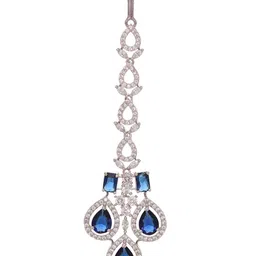 Saraf RS Jewellery Silver-Plated Blue AD Studded Statement Jewellery Set image 5