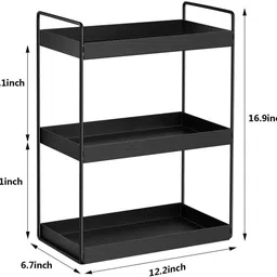 Naoe 3-Tier Black Standing Rack, Kitchen/Bathroom Countertop Storage Shelf Organizer Iron Wall Shelf image 4