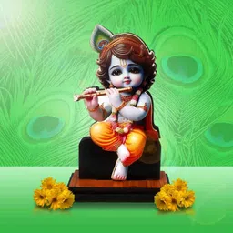 adhvik Mdf Cutout Bal Krishna/kahna/kanhaiya 2d Wooden Sticker Car Dashboard God Stand Decorative Showpiece-10 cm image 3