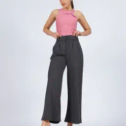 Shein Ankle Length Flared Fit Pants With Pockets image 3