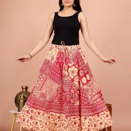 creations sarthak Women Printed Flared Multicolor Skirt image 2