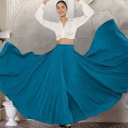 velstra Women Solid Flared Blue Skirt-picture-24