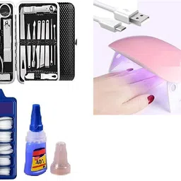 miss hot SUNmini Nails Polish Drayer Machine With manicure kit (16 pc ) & Artificial Fake Nails with Glue-picture-24