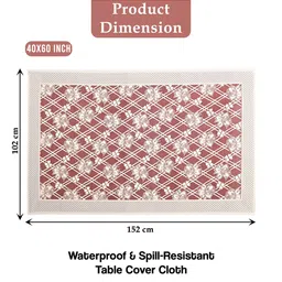 Kuber Industries Maroon & White Floral Printed Cotton 4-Seater Table Cover image 4