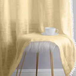 THE LINEN COMPANY Cream-Coloured & White Sheer Window Curtain image 4