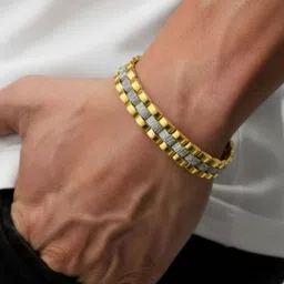 RKB Sales Men Stainless Steel 18K Gold-Plated Link Bracelet-picture-47
