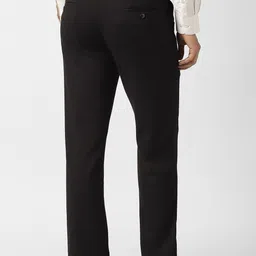 V Dot Men Solid Textured Slim Fit Mid-Rise Formal Trousers image 2