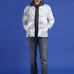 Pepe Jeans Men Mock Collar Abstract Printed Casual Padded Jacket image 5