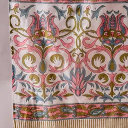 Anouk White Floral Printed Thread Work Pure Cotton Straight Kurta With Trousers & Dupatta image 4