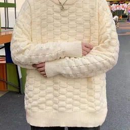 StyleCast x Revolte Cable Knit Round Neck Acrylic Longline Pullover image 2