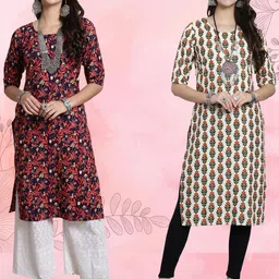Ethnic basket Women Pack Of 2 Multicoloured Crepe Kurtas-picture-45