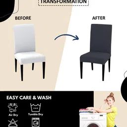 hotkei Grey Polycotton Solid 14x18 Inches Chair Covers (Pack of 6) image 3