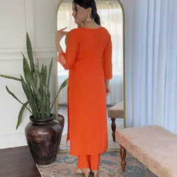 Ekta Textiles Women Ethnic Motifs Embroidered Kurta with Trousers & Dupatta image 2