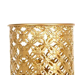 AARVI DECOR STUDIO Gold-Toned Mesh-Designed Freestanding Round Bloom Planter image 5