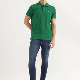 United Colors of Benetton Men Solid Polo Collar Cotton T-shirt image 2